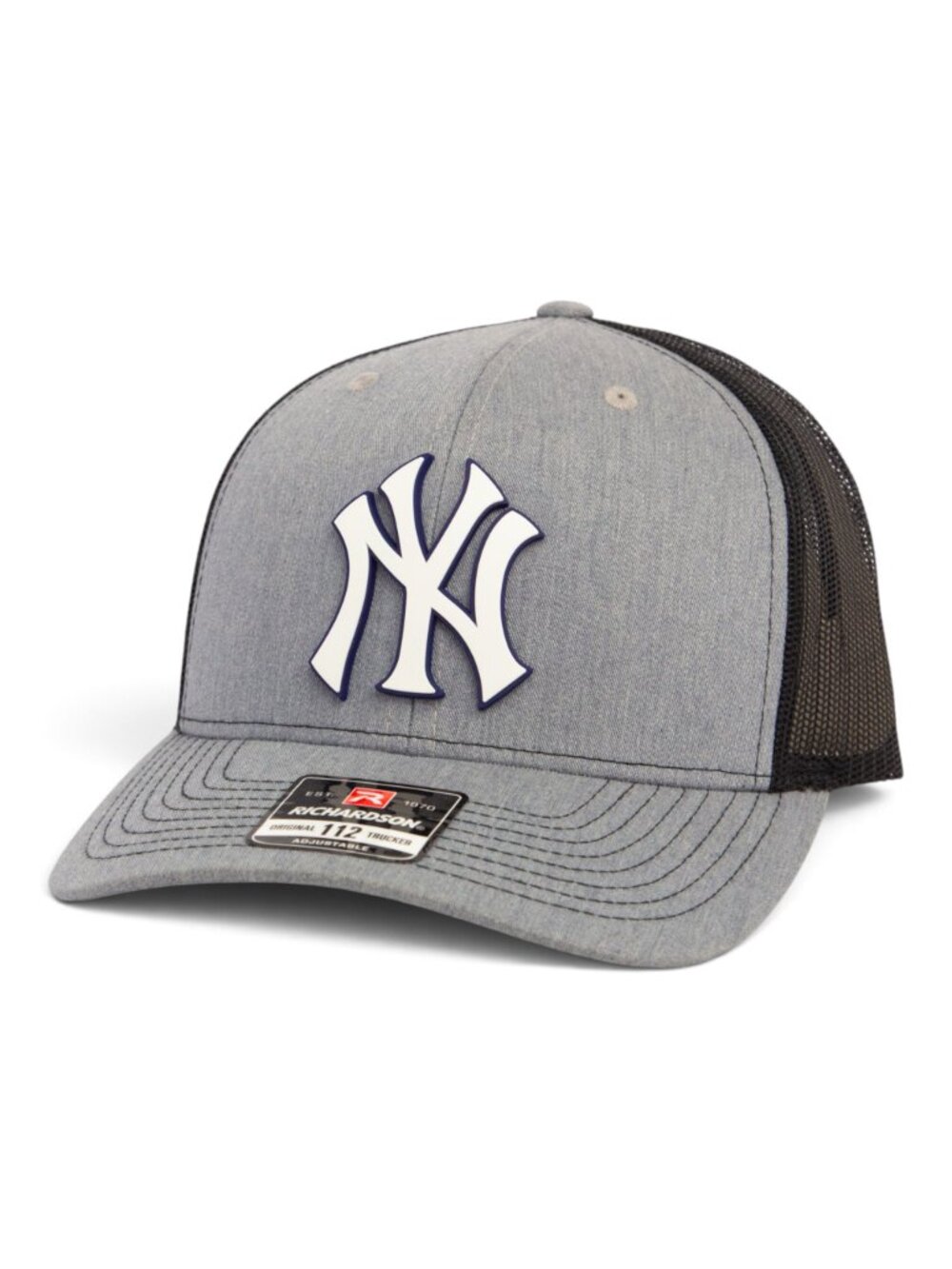 New York Yankees NY White 3D Snapback Trucker Hat- Heather Grey/ Black